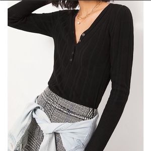 Anthropologie Maeve Phoebe Ribbed Henley Sweater